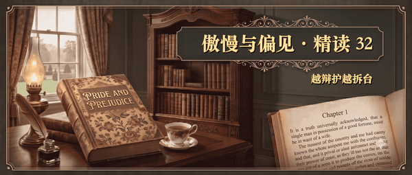 傲慢与偏见精读第 32 篇封面，主题为越辩护越拆台
